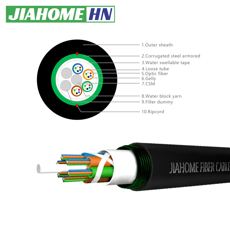 Câble à fibre optique blindé GYXTW 24 conducteurs - Jiahome