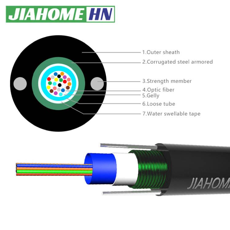 Câble à fibre optique blindé GYXTW 24 conducteurs - Jiahome